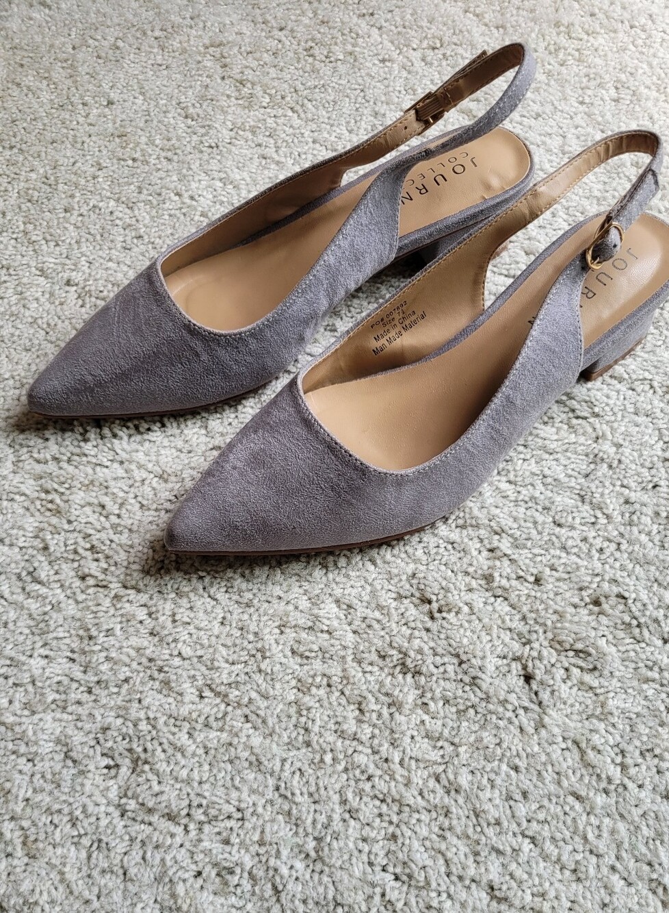 Journee Collection Sueded Gray Textured Slingback